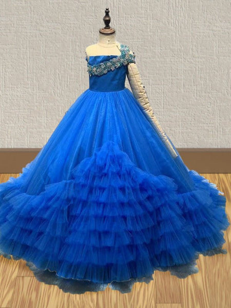 Custom Made Junior Miss Royal Blue Pageant Dress – ToddlerPageantDress