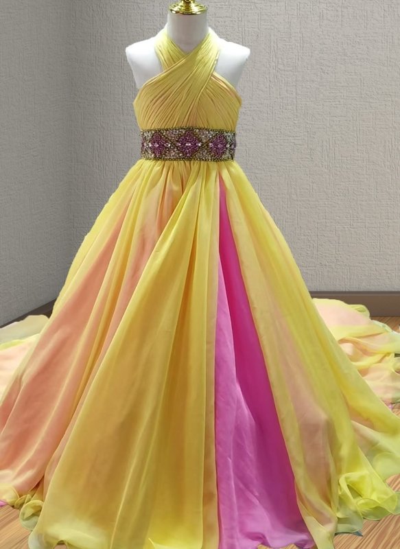 Young Girls Halter Colorful Stunning Pageant Dress - ToddlerPageantDress