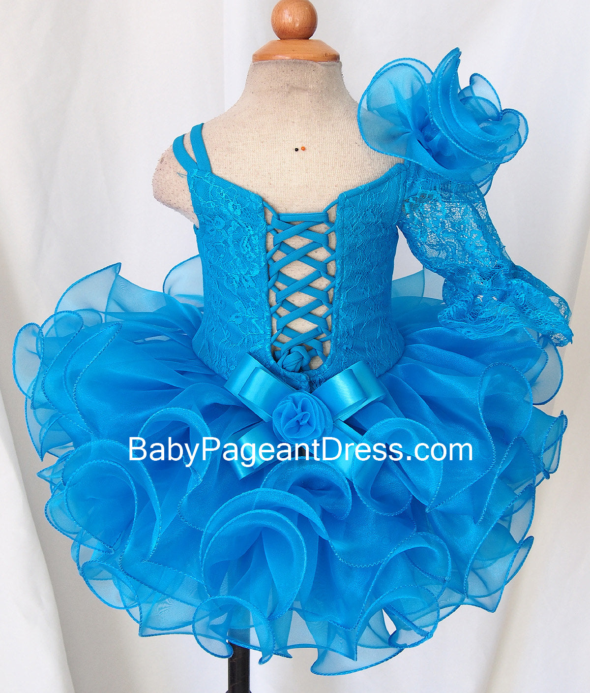 Jennifer Wu One Shoulder Lace Little Baby Cupcake Natural Pageant Dress - ToddlerPageantDress