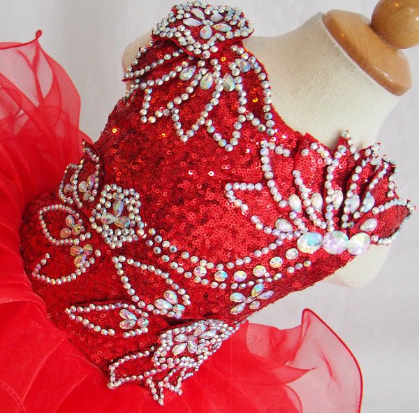 Glitz Beaded Bodice Little Miss/baby Girl/Toddler Red Cupcake Pageant –  ToddlerPageantDress