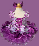 Glitz Beaded Bodice Little Girl/Baby Miss/kids Purple Pageant Dress