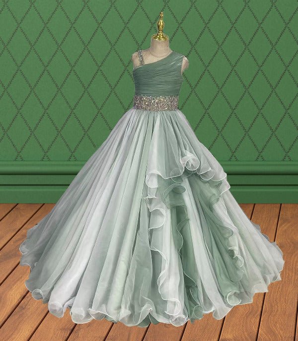 Custom Little Child Pageant Dress with Beaded Bodice - ToddlerPageantDress