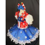 Custom Made Baby Girl 4th of July Infant Pageant Dress with Headbands - ToddlerPageantDress