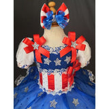 Custom Made Baby Girl 4th of July Infant Pageant Dress with Headbands - ToddlerPageantDress