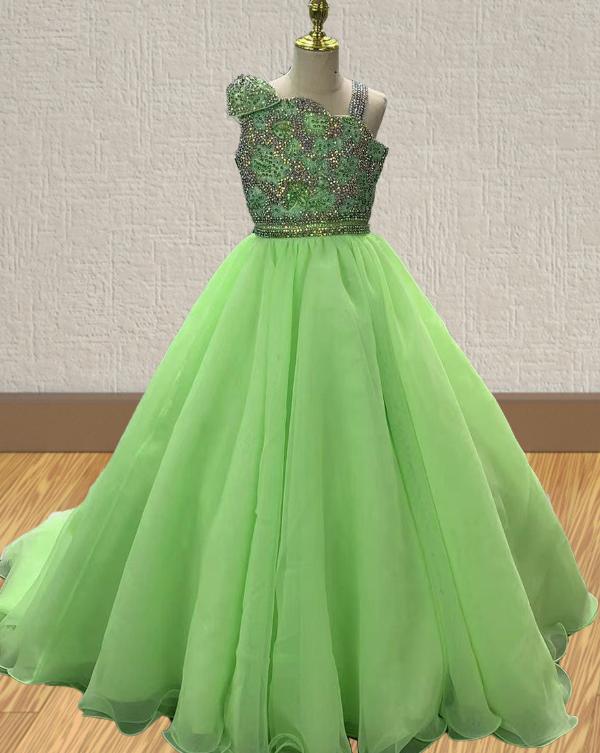Custom Made Gorgeous Little Girls Glitter Pageant Dress - ToddlerPageantDress