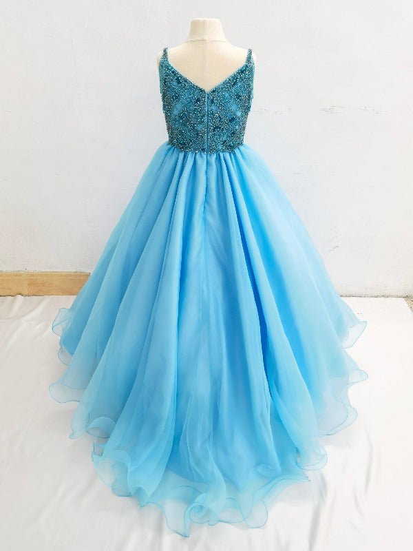 Elegant Beaded Bodice Young Girl Prom Pageant Couture - ToddlerPageantDress