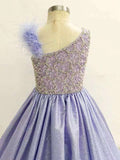Flower Girls Purple Ball Gown with Glitz Bodice - ToddlerPageantDress