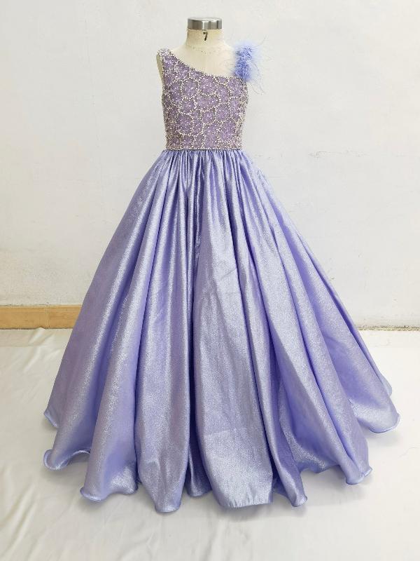 Flower Girls Purple Ball Gown with Glitz Bodice - ToddlerPageantDress