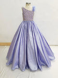 Flower Girls Purple Ball Gown with Glitz Bodice - ToddlerPageantDress