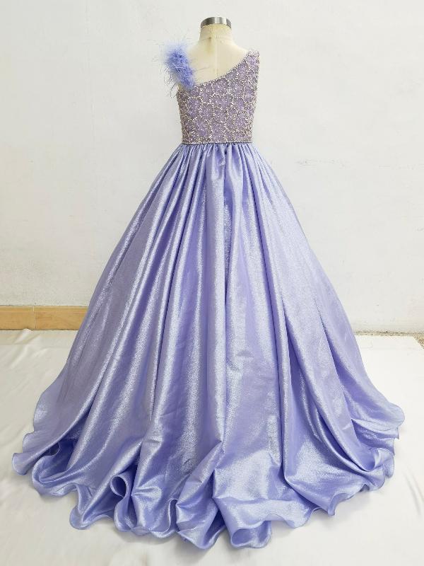 Flower Girls Purple Ball Gown with Glitz Bodice - ToddlerPageantDress