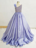 Flower Girls Purple Ball Gown with Glitz Bodice - ToddlerPageantDress