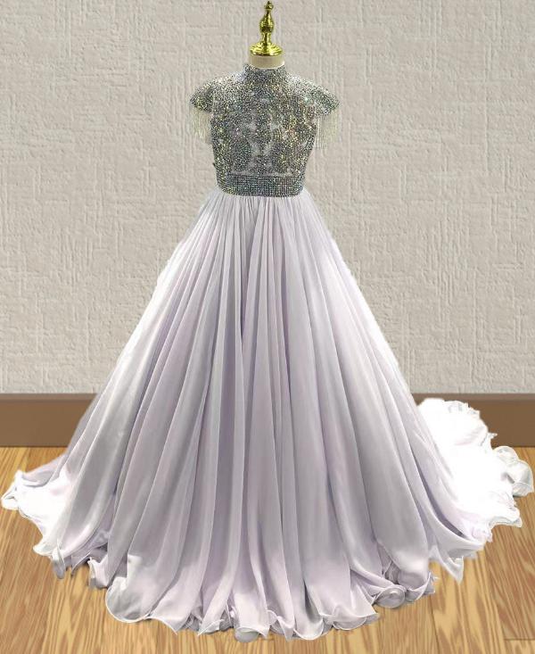 Flower Girls White Prom Couture With Sparkly Beaded Bodice - ToddlerPageantDress