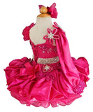 Full Hand made Baby Girl Hot Pink Cupcake Pageant Dress with Headbands - ToddlerPageantDress