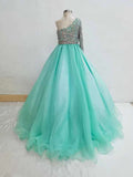Glitz Beaded Bodice Little Girls Long Sleeve Evening Gown - ToddlerPageantDress