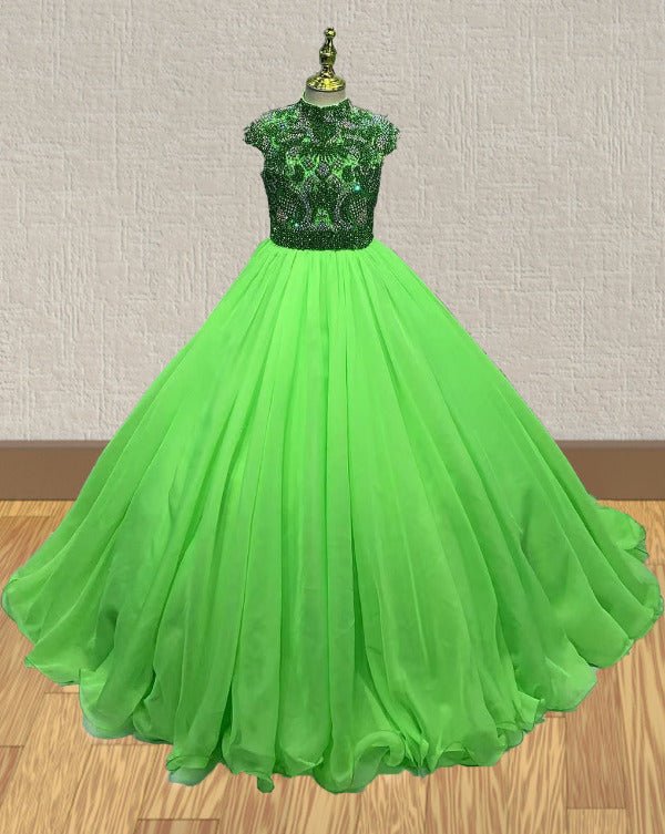 Glitz Beaded Bodice Miss Teen Prom Couture Gown for Meapageant - ToddlerPageantDress