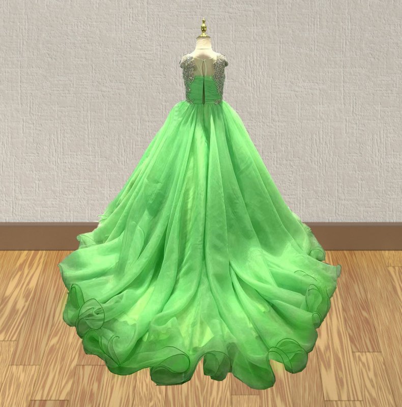 Glitz Lime Green Evening Dress For Little girls - ToddlerPageantDress