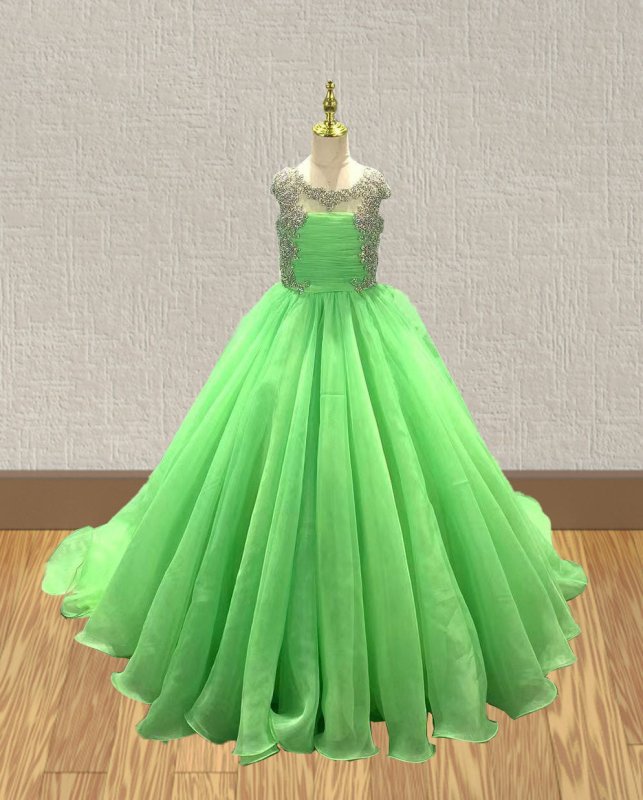 Glitz Lime Green Evening Dress For Little girls - ToddlerPageantDress
