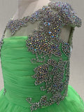 Glitz Lime Green Evening Dress For Little girls - ToddlerPageantDress