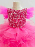 Glitzy Beaded Bodice Baby Girl Cupcake Pageant Dress - ToddlerPageantDress