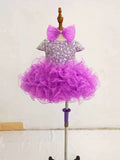 Glitzy Beaded Bodice Baby Girl Purple Cupcake Pageant Dress - ToddlerPageantDress