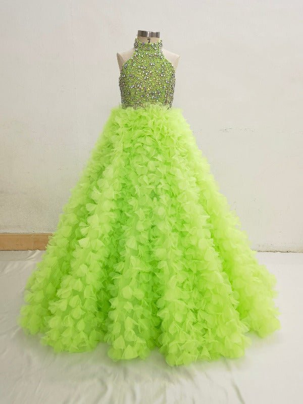 Glitzy Beaded Bodice Exquisite Applique Pageant Couture - ToddlerPageantDress