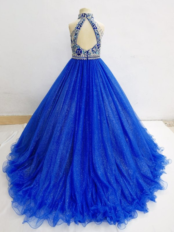 Glitzy Beaded Bodice Little Girls Royal Gorgeous Gowns - ToddlerPageantDress