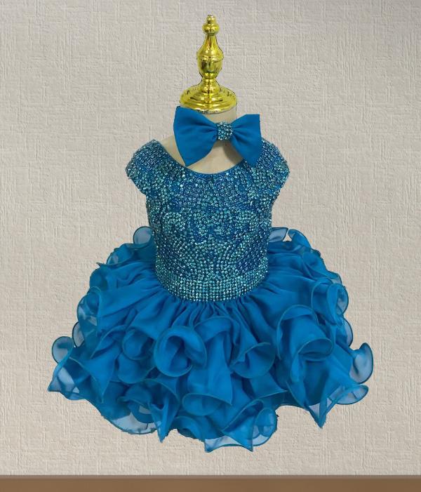 Gorgeous Little Girls Sparkly Cupcake Pageant Gown - ToddlerPageantDress