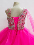 Gorgeous Little Princess Stunning Evening Dress with Cape - ToddlerPageantDress