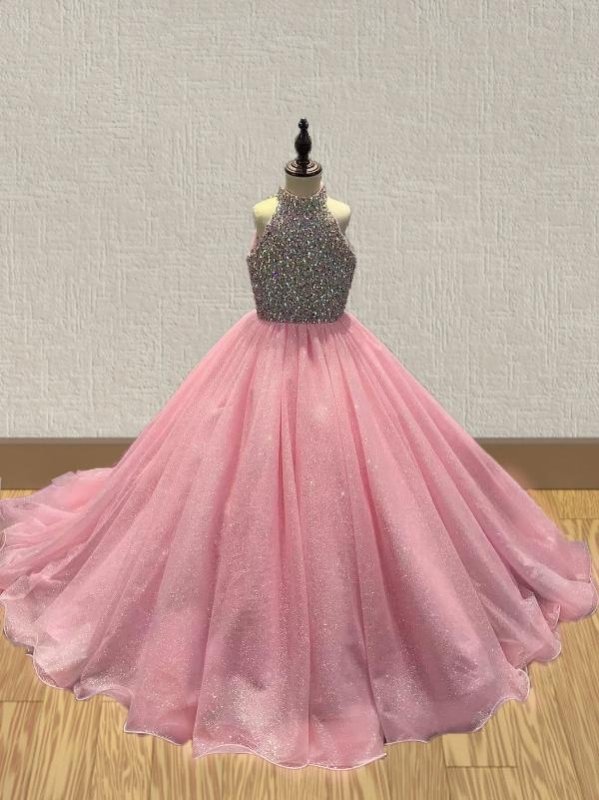 Gorgeous Pink Youth Formal Dress with Sparkly Bodice - ToddlerPageantDress