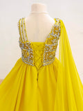 Gorgous Flower GIrls Glitzy Pageant Dress With Cape - ToddlerPageantDress