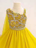 Gorgous Flower GIrls Glitzy Pageant Dress With Cape - ToddlerPageantDress