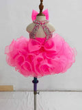 Halter Beaded Bodice Baby Girl Cupcake Pageant Gown - ToddlerPageantDress