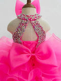 Halter Beaded Bodice Baby Girl Cupcake Pageant Gown - ToddlerPageantDress