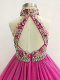 Halter Beaded Bodice Little Girl Glitzy Pageant Gown - ToddlerPageantDress