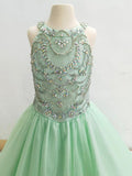 Halter Beaded Bodice Little Girls Prom Pageant Couture - ToddlerPageantDress