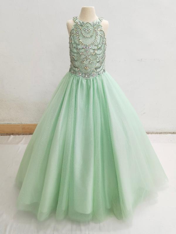Halter Beaded Bodice Little Girls Prom Pageant Couture - ToddlerPageantDress