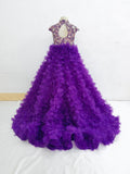 Halter Beaded Bodice Purple Preteen Ball Bown - ToddlerPageantDress