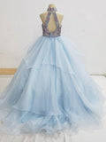 Halter Beaded Bodice Sparkly Young Girls Prom Pageant Couture - ToddlerPageantDress