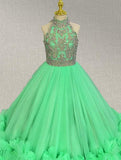 Halter Beaded Bodice Stunning Prom Couture for Kids - ToddlerPageantDress
