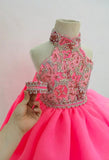 Halter Sparkly Beaded Bodice Baby Doll Pageant Dress - ToddlerPageantDress