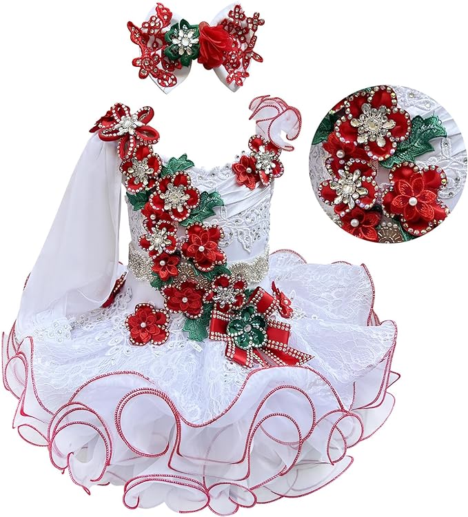 Jennifer Wu White Cupcake Pageant Dress With Headbands - ToddlerPageantDress