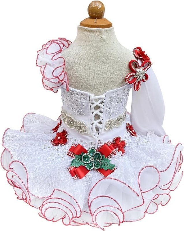 Jennifer Wu White Cupcake Pageant Dress With Headbands - ToddlerPageantDress