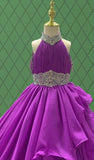 Junior Miss Purple Prom Couture with Layered Skirt - ToddlerPageantDress