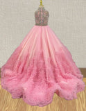 Kids Pink Prom Couture with Glitz Beaded Bodice - ToddlerPageantDress