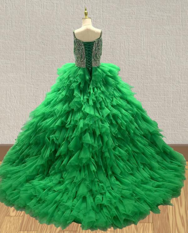 Litle Princess Vogue Pageant Gown With Multi - layer Skirt - ToddlerPageantDress