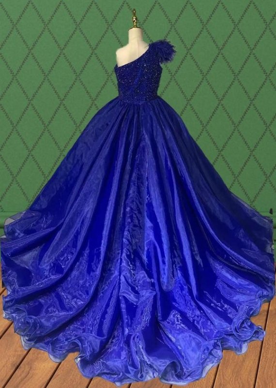 Little Child's Gorgeous Royal Blue Prom Pageant Couture - ToddlerPageantDress