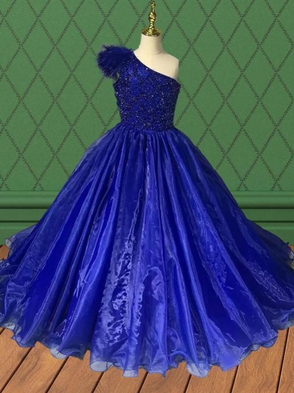 Little Child's Gorgeous Royal Blue Prom Pageant Couture - ToddlerPageantDress