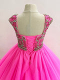Little Girls Ball Gown with Sparkly Beaded Bodice - ToddlerPageantDress
