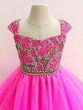 Little Girls Ball Gown with Sparkly Beaded Bodice - ToddlerPageantDress