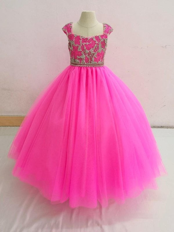 Little Girls Ball Gown with Sparkly Beaded Bodice - ToddlerPageantDress